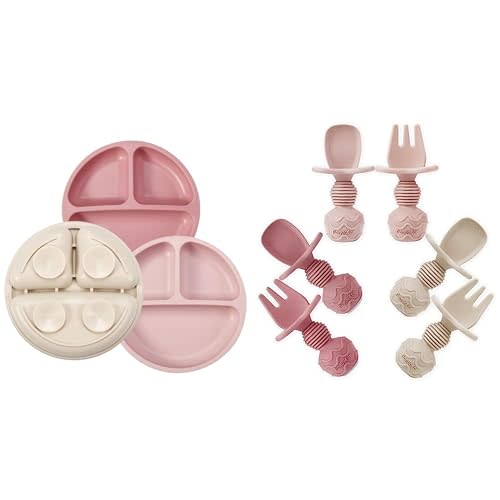 PandaEar 3 Pack Toddler Plates & Baby Spoons and Fork