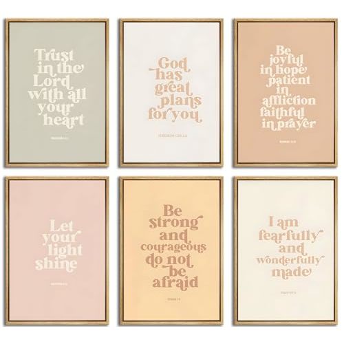 6pcs Children's Bible Verse Wall Art Christian Education Posters Prints Pictures Inspirational Quote Canvas Paintings Unisex Bible Wall Decor Boho Artwork Christian Classroom Decorate
