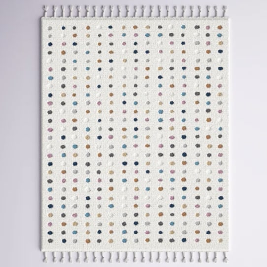 Polka Dot Tasseled Shag Ivory Rug - Nursery