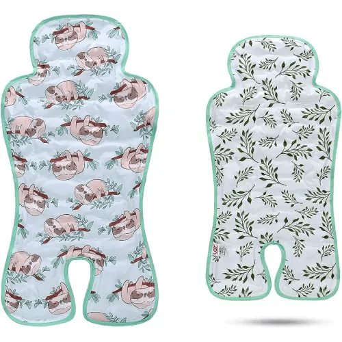 Gel Car Seat Cooler Pad,1 Pack Double Sides-Universal Baby Stroller Ice Cushion Cooler Mat,Summer cooling Seat Liner,Multifunctional Suitable for Baby Dining Chair,Child Safety Seat(Sloth + Leaves)