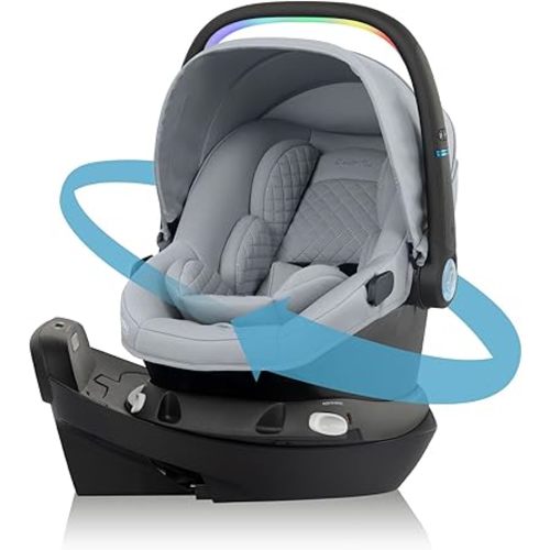 Evenflo Revolve180 LiteMax NXT Rotating Rear-Facing Lightweight Preemie and Infant Car Seat 3-30lbs. with SensorySoothe. Easy Install with Base (Quartz)