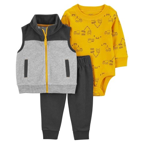 Carter's Baby Boys' 3 Piece Plaid Patch Little Vest Set
