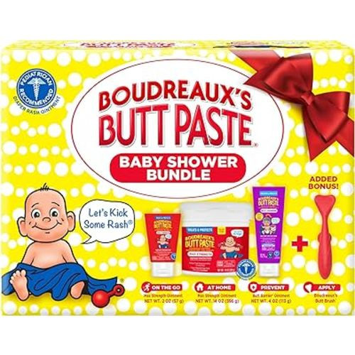 Boudreaux's Butt Paste Baby Shower Bundle, Baby Diaper Rash Cream Ointments & Applicator Kit