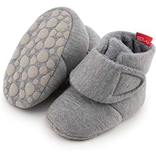 ohsofy Newborn Baby Cotton Booties Stay On Slipper Winter Warm Soft Shoes Non-Skid Infant Ankle Boots Crib Shoes