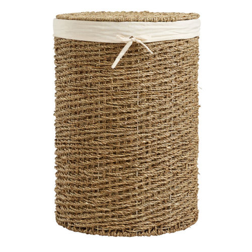 Trista Round Seagrass Laundry Hamper with Liner