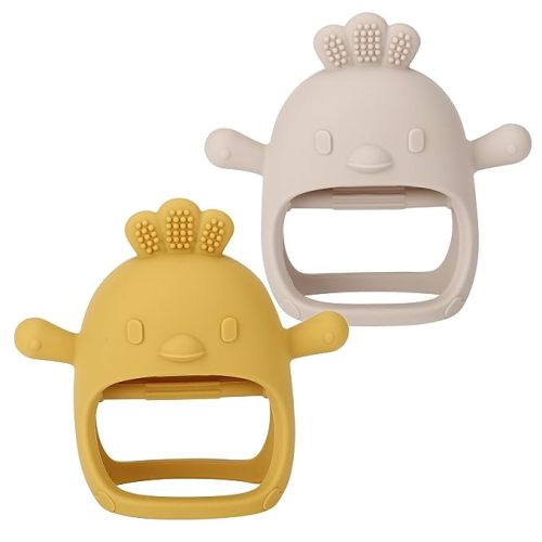 Socub Silicone Baby Teether Toys for Infants 3-6 6-12 Months, BPA Free Anti-Drop Silicone Mitten Teething Toy, Baby Chew Toys for Sucking Needs, Newborn Essentials & Baby Shower Gifts Girls(Dark Pink)