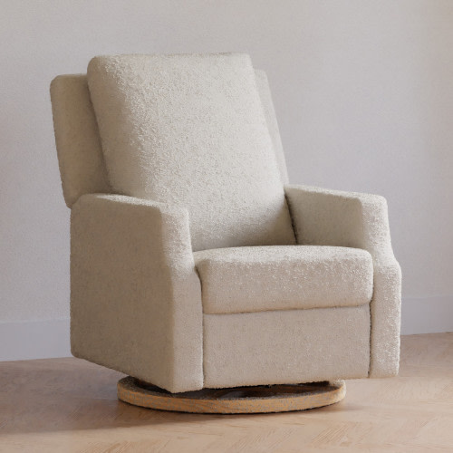 Namesake Crewe Manual Recliner and Swivel Glider - Ivory Boucle W/ Light Wood Base