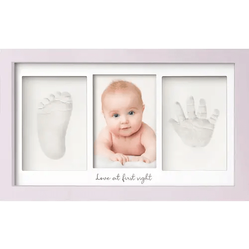 Baby Hand and Footprint Kit - Clay Handprint Keepsake Frame, Newborn Nursery Picture Frame, Personalized New Mom Gifts for Baby Shower & Registry (Soft Lilac)