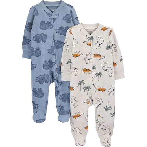 Simple Joys by Carter's Baby Boys' 2-Pack 2-Way Zip Cotton Footed Sleep and Play