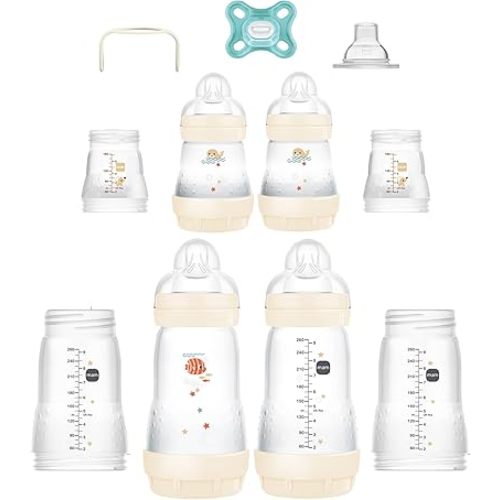 MAM Grow with Baby 15-Piece Gift Set, Newborn 0-4 Months, Anti-Colic Bottles and Silicone Nipples SkinSoft, Essential Baby Items, Unisex