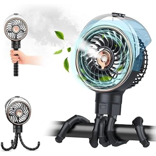 Misting Baby Stroller Fan, 100ml Portable Misting Fan for Stroller, Outdoor Clip On Fan for Baby Detachable Tripod, Handheld Fan, Desk Fan, Cooling fan for Crib, Treadmill, Car Seat, Travel, Work