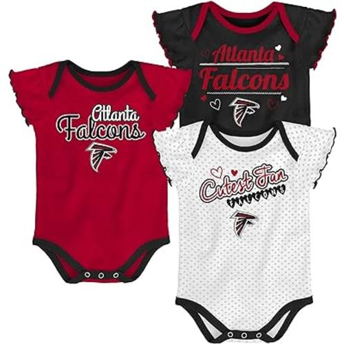 Outerstuff NFL Teams Newborn Baby and Infant Girls Short Sleeve Bodysuit 3-Pack (0m-18m)