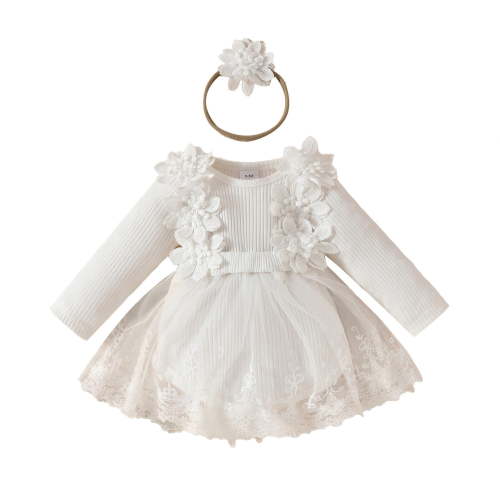 Timegard Toddler Baby Clothes Newborn Girls Cute Comfy Ruffle Onesie with Headhand Spring Fall Fashion
