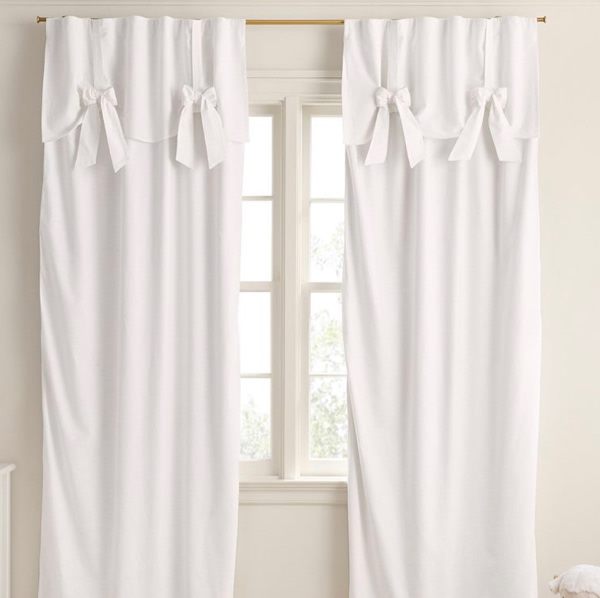 Evelyn Linen Blend Bow Valance Kids Blackout Curtain | Pottery Barn Kids