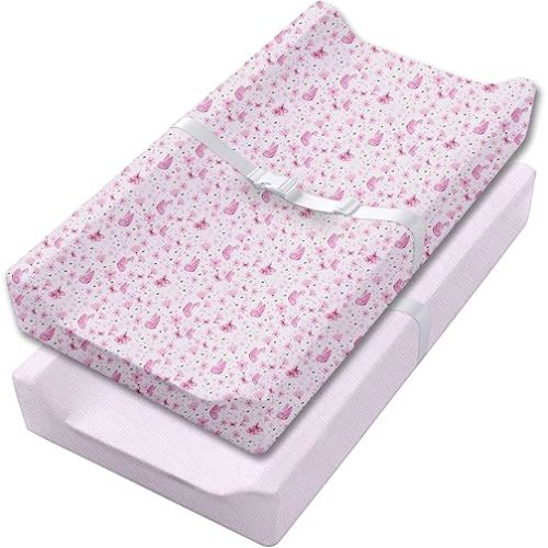 100% Muslin Changing Pad Cover Ultra Soft 120GSM Baby Changing Pad Covers for Girls and Boys - Easy wash Diaper Changing pad Cover with Low Shrinkage (Pack 2)