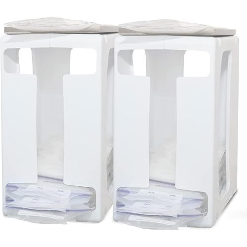Nurse & Nourish 2 Pack Breast Milk Storage Tower - Convenient Storage for Milk Freezer Bags - Efficiently Store Milk in Freezer Organizer Tower - Breast Milk Storing Containers for Up to 120oz Milk