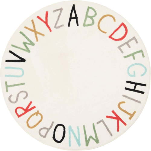 Rainbow Round Kids Play Rug Alphabet Nursery Area Rug Extra Large Soft Crawling Play Mat for Children Toddlers Bedroom (40 inch, Multi Color) Multi Color 3'4" (Round)