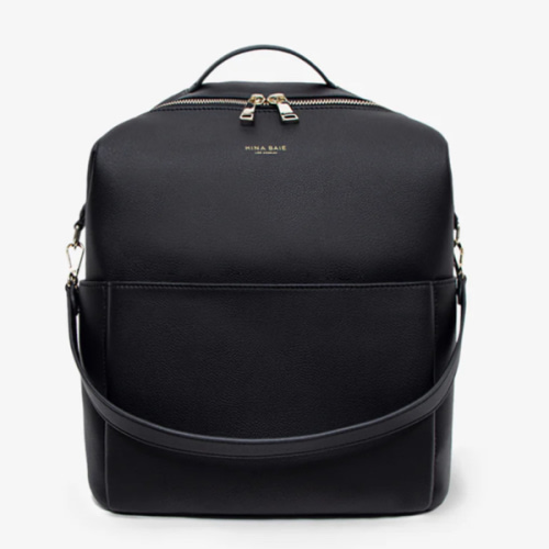 Stevie Midi Diaper Bag (black/gold)