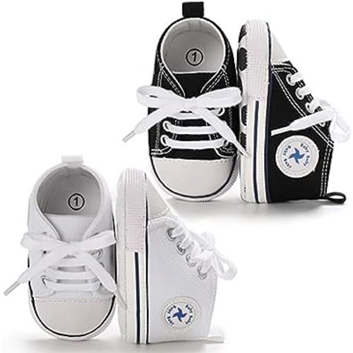 Baby Girls Boys Shoes Soft Anti-Slip Sole Newborn First Walkers High Top Canvas Denim Unisex Infant Sneaker