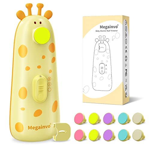 Baby Nail Trimmer Electric Baby Nail File with Light 10 Grinding Heads Safe Quiet Baby Nail Grooming Care Kit for Newborn Infant Toddler Toes Fingernails - Orange