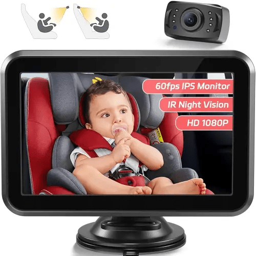 Itomoro Baby Car Camera, 4.3'' 1080P Night Vision Car Baby Mirror with Camera 5 Mins Easy Installation Crystal Clear Wide View for Rear Facing Seat ACZ407