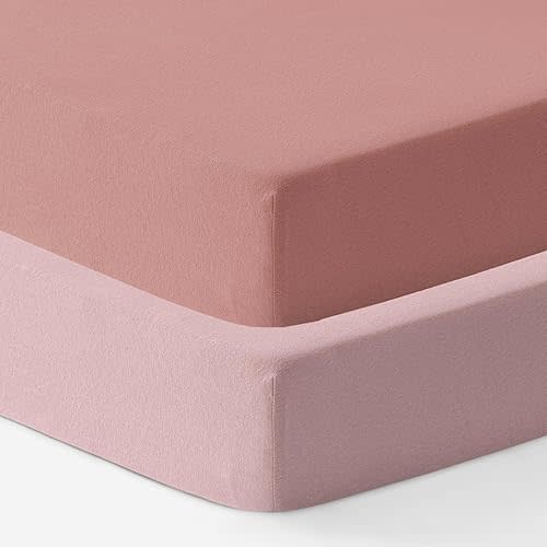 Dreamology Jersey Crib Sheets,2 Pack,Soft,Standard Crib Sheets,100% Cotton Crib Sheet,for Boy,Girl, Baby Mattress Sheets and Toddler Bed Sheets, 28x52 Crib Mattress Sheets | Rose,Dusty Pink