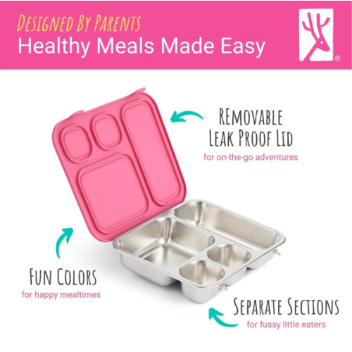Stainless Steel Bento Lunch Box with Silicone Lid (Blush)