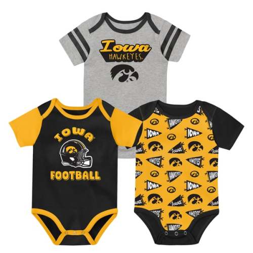 Iowa Hawkeyes Outerstuff Newborn Star Player Three-Piece Bodysuit Set - Black