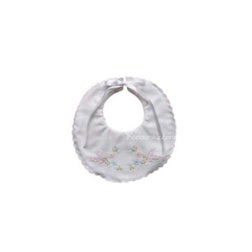 Auraluz Baby Bib..White w/pink scallops and embroidered butterflies – AURALUZ