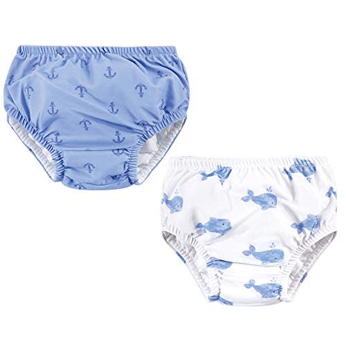 Hudson Baby Unisex Baby Swim Diapers, Blue Whale Navy Anchor, 0-6 Months