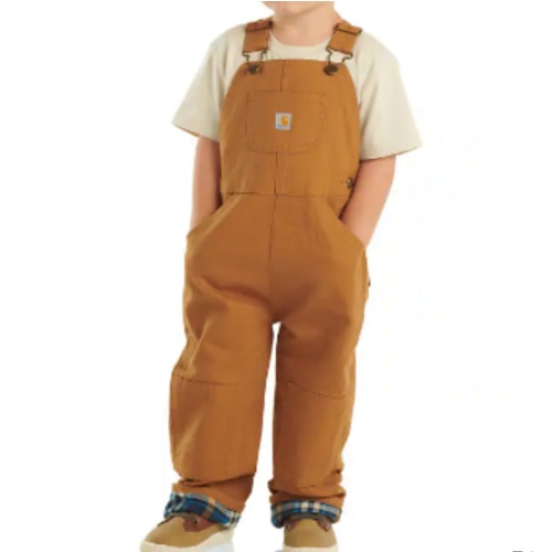 Kids' Canvas Bib Overall Flannel-Lined (Infant/Toddler) | Carhartt Brown | Carhartt