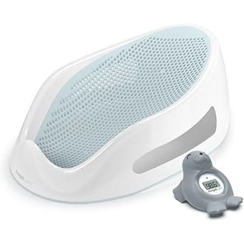 Angelcare Baby Aqua Soft Touch Bath Support & Thermometer Bundle | Newborn Baby Bathtub 0-6 Months | Baby Registry Must-Have | Newborn Essentials for Safe & Comfortable Bath Time