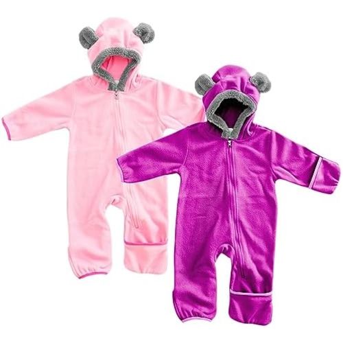 Fleece Baby Bunting Bodysuit – Infant One Piece Kids Hooded Romper Outerwear Toddler Jacket
