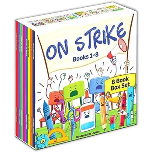 On Strike Box Set, Books 1-8: Pencils on Strike, Swings on Strike, Chairs on Strike, Glues On Strike, Crayons on Strike, Scissors on Strike, Erasers on Strike, Rulers on Strike