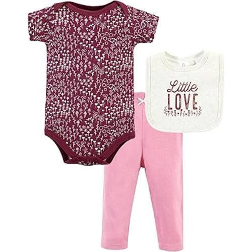 Hudson Baby Unisex Baby Cotton Bodysuit, Pant and Bib Set