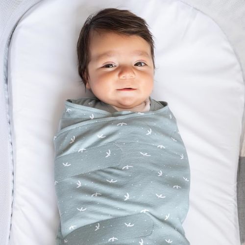 HALO 100% Cotton Sleepsack Swaddle, 3-Way Adjustable Wearable Blanket, TOG 1.5, Birds, Newborn, 0-3 Months