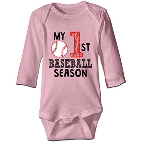 DOQOSESHY My First Baseball Season Boutique Baby Bodysuit Rompers Unisex Cotton Outfit, 3 Months, L-white