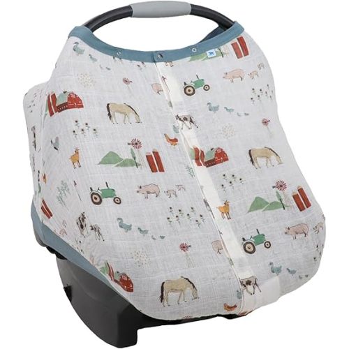 Little Unicorn Breathable Car Seat Canopy | Magnetic Closure & Universal Fit | Cover Baby from Elements (Farmyard)