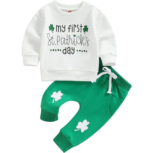 Baby Boy Valentines Day Outfit Solid Color Letter Print Sweatshirt Top Drawstring Pants 2PCS Clothes Set - A Black - 6-12 Months