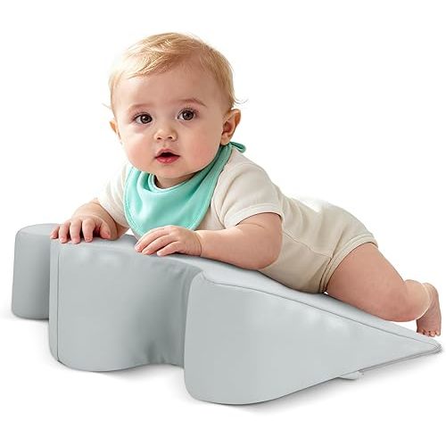 Nursing Reflux Prop for Baby Gas, Colic Relief & Burp, Tummy Time Pillow for Feeding, Neck, Shoulder and Body Support, Activity Support for Newborns and Infant 0-12 Months - Grey