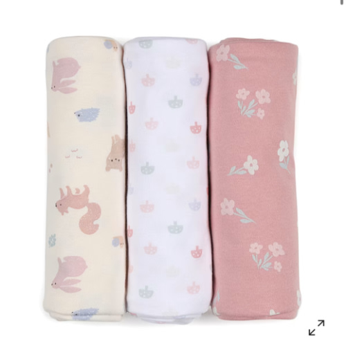 3 Pack Organic Cotton Interlock Wraps - Woodlands