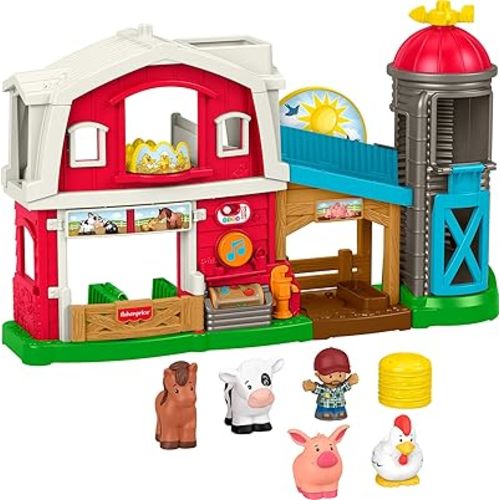 Fisher-Price Little People Toddler Toy Caring Fun Animal Farm Playset, Music & Learning for Pretend Play Ages 1+ Years, Multilanguage Version