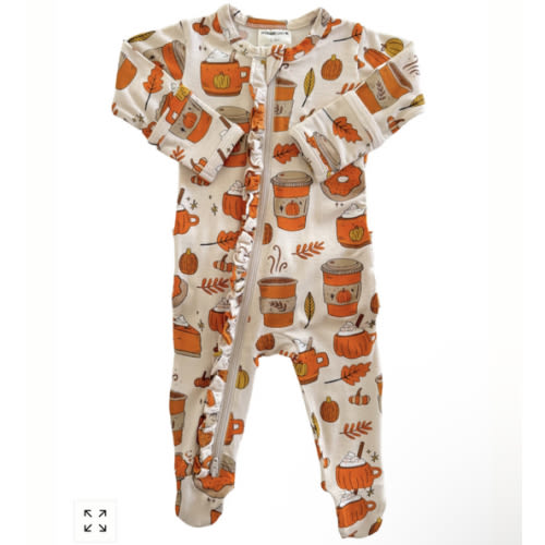 2-Way Ruffle Zip Footie, Pumpkin Spice Latte – SpearmintLOVE