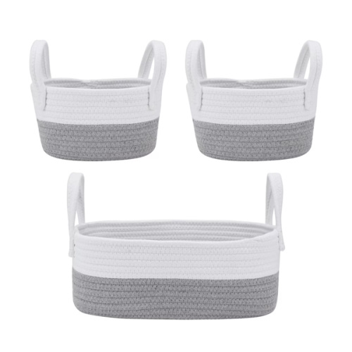 3 Pack Nestled Storage Baskets - White and Grey
