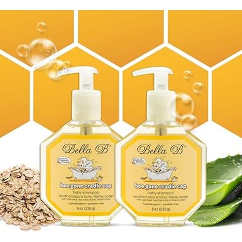 Bella B Bee Gone Cradle Cap Baby Shampoo (2-Pack), Treatment for Cradle Cap and Dry Scalp