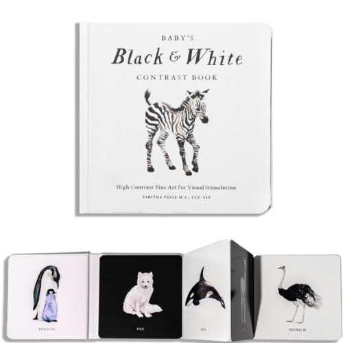 Baby's Black and White Contrast Book: High-Contrast Art for Visual Stimulation at Tummy Time (Tabitha Paige Children's Book Series)