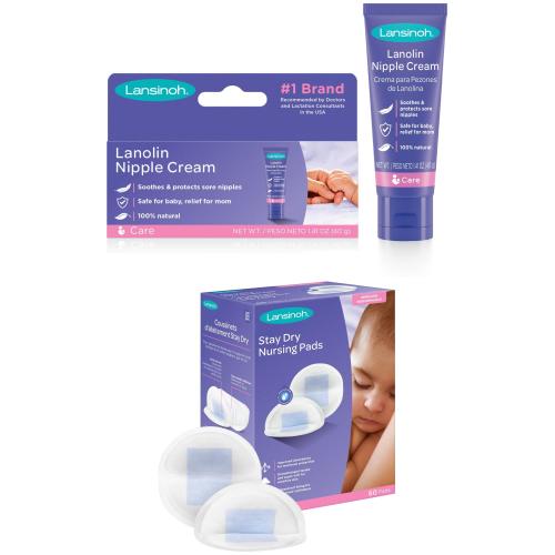 Lansinoh - Lanolin Cream and 60-Count Disposable Nursing Pads Bundle