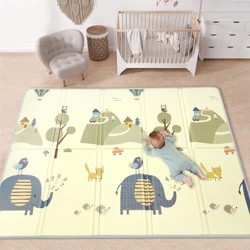 Baby Play Mat, 59x79 Baby Play Mats for Floor, Waterproof Non-Slip Baby Crawling Mat, Foldable Foam Playmat for Babies and Toddlers