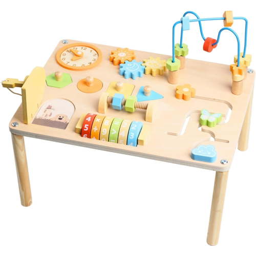 Wooden Activity Table Montessori Toy for 1 Year Old | Baby Standing Activity Center Sensory Play Table | Toddler Activity Table for 12 Months | Standing Toys for Babies & Kids 1-3 Years
