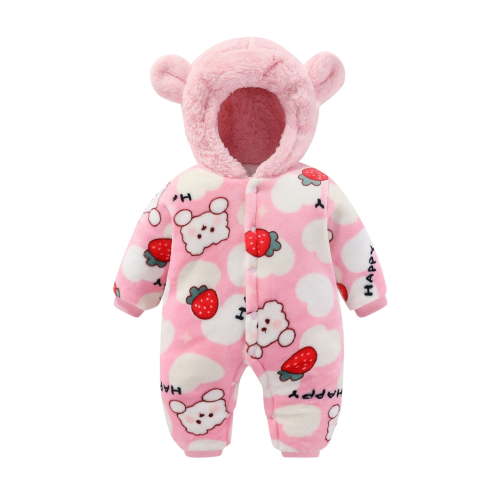 Onesies Boy Girl Coats Cow Prints Hooded Polyester Romper Gender Neutral Baby Clothes Pink 3 Months-6 Months